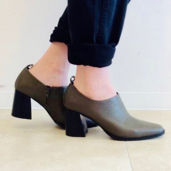 Anthropologie Shoes - Distressed Olive Leather Mary Jane Ankle Bootie